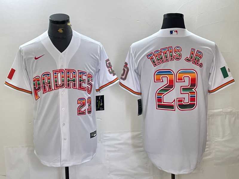 Men%27s San Diego Padres #23 Fernando Tatis Jr Mexico White Cool Base Stitched Baseball Jersey Dzhi